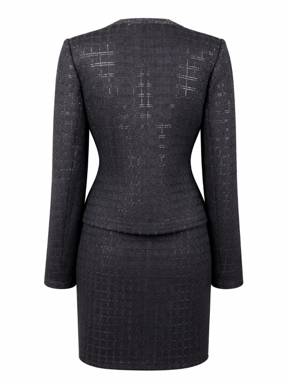 St John Evening Santana Knit Skirt Suit Set Black Metallic Sparkle Size 4 USA - Picture 6 of 14
